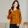 CC-JDS-8895圆领针织开衫外套女2024春秋冬厚款宽松百搭短款毛衣外搭早秋上衣 商品缩略图0