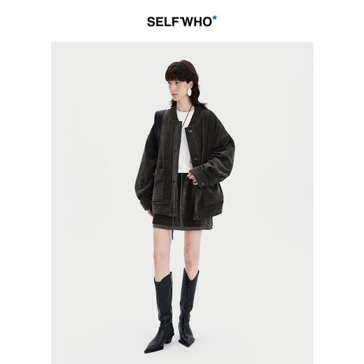 SELFWHO复古褐色短裙半身裙女2024秋冬设计感百搭包臀a字直筒半裙 商品图1