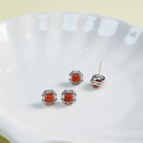 S925南红耳钉约5mm