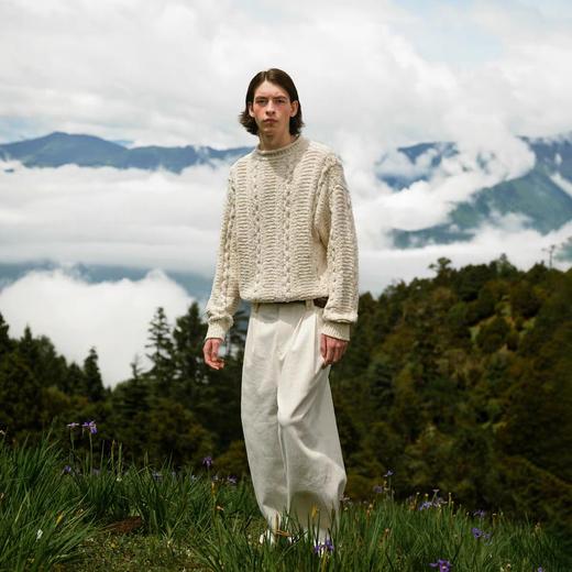 Evistub/E-4QMY407/绞花粗针重磅卷边针织毛衣 商品图1