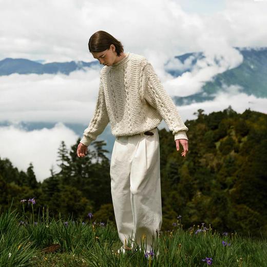 Evistub/E-4QMY407/绞花粗针重磅卷边针织毛衣 商品图0