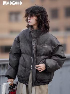 马得工地/MDMF231107/pu皮短款立领棉服