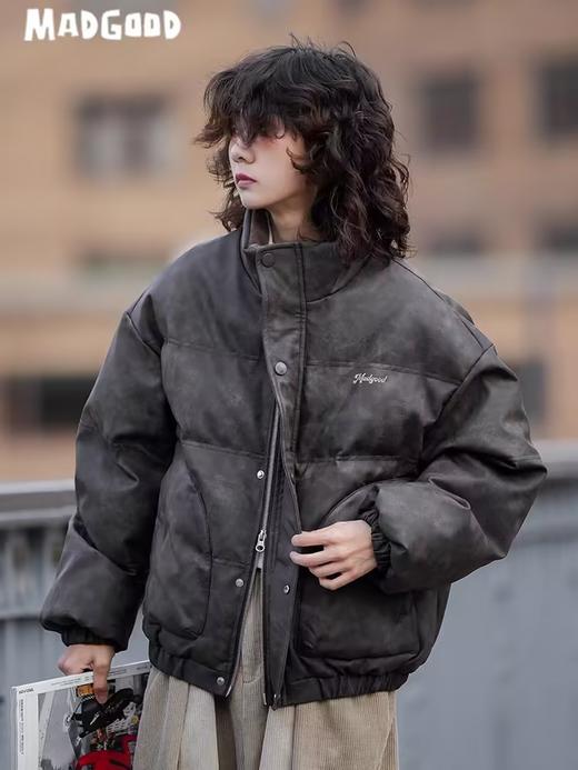 马得工地/MDMF231107/pu皮短款立领棉服 商品图0