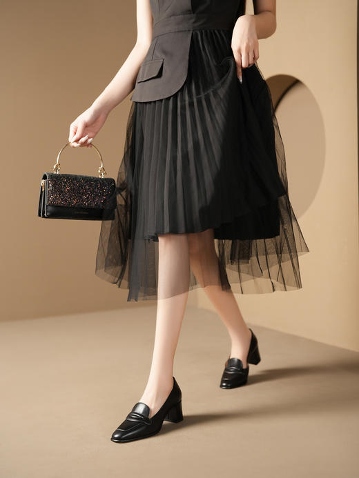 豪麟名鞋进口迪嘉女鞋皮鞋羊皮革F24408P黑色 商品图1