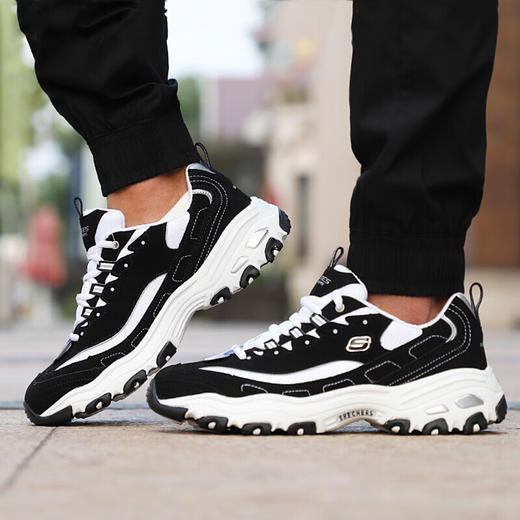 斯凯奇（Skechers）熊猫鞋男 D'LITES时尚潮流舒适低帮运动休闲鞋 52675-BKW 商品图1