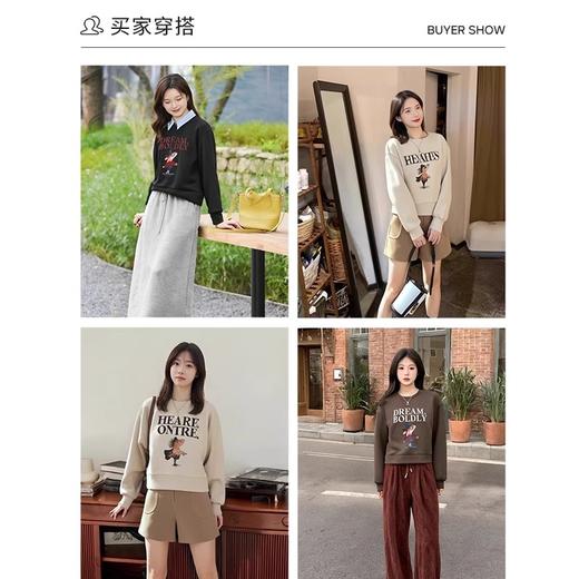 OLrain欧芮儿美式复古卫衣女早秋2024年新款宽松印花小个子上衣 商品图7