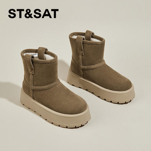 星期六经典时尚加绒保暖厚底增高雪地靴SS3411A1LI 商品图1