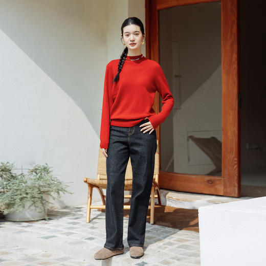 2024秋季新款黑灰色复古水洗宽松直筒显瘦休闲感百搭快乐牛仔裤女 商品图0