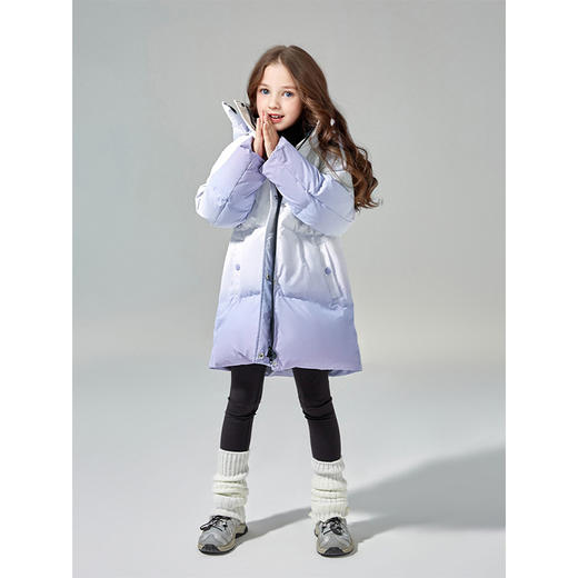 笛莎Deesha女童羽绒服2024冬季新款渐变工装长款羽绒服 商品图2