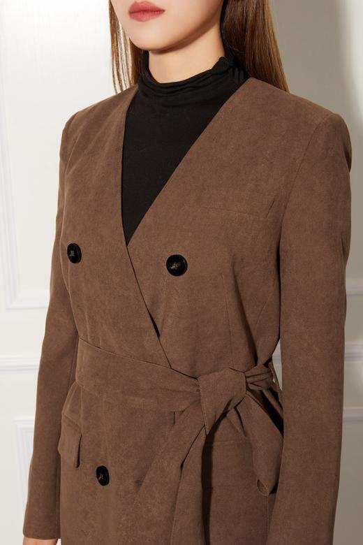 ESTELLICA 卡其色V领长外套 10785 商品图3