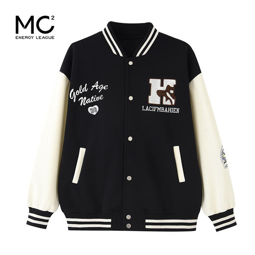mc2加绒棒球领贴标款外套女装春秋新款美式复古学院风棒球服 商品图3