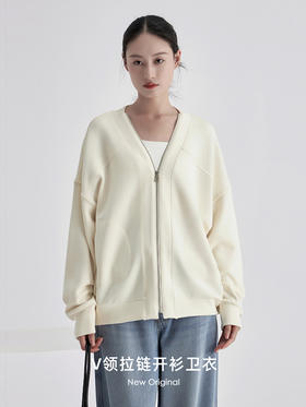 weyo秋冬女款羊毛暖绒宽松V领拉链开衫卫衣880057