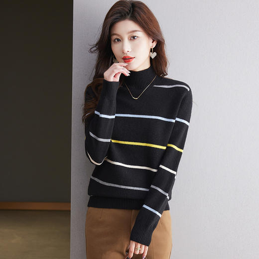 CC-101-2055条纹毛衣女士2024新款秋冬季洋气减龄打底衫显瘦宽松内搭 商品图3
