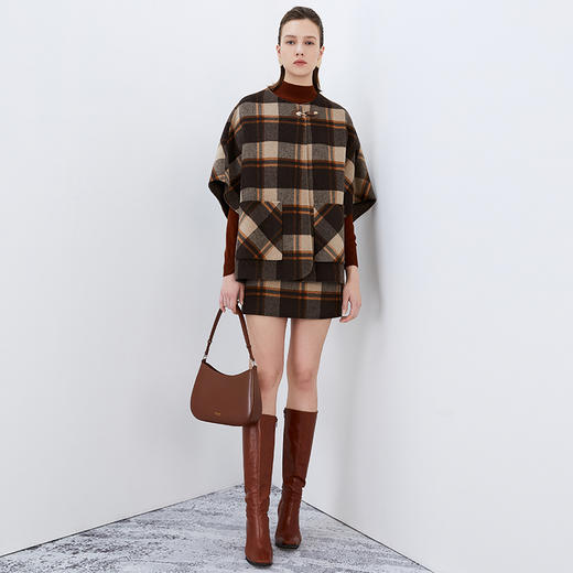 EITIE爱特爱冬季新款复古格纹包臀显瘦高腰半身裙女裙7606308 商品图1