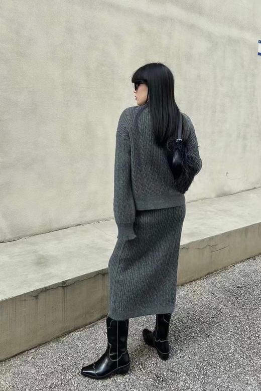 LNNNS 休闲慵懒开衫半裙麻花针织套装 17494 商品图4