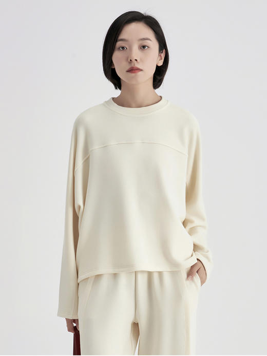 weyo秋冬女羊毛暖绒纯色圆领插肩卫衣880056 商品图1