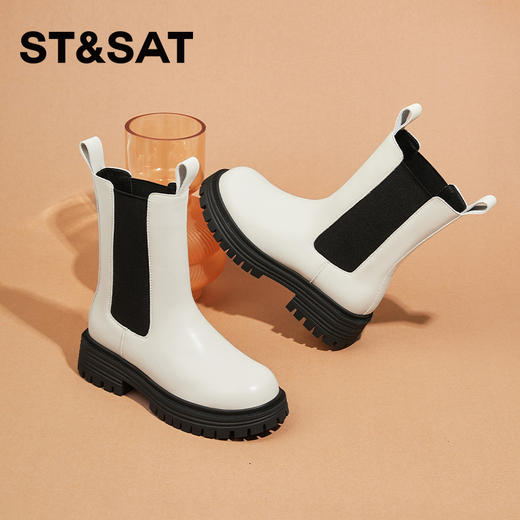 星期六极简风百搭加绒厚底切尔西SS341180UY 商品图0