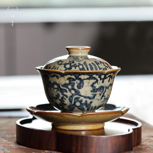 问鼎旗下留青汝瓷椒唐清音盖碗（一路莲科）（缺货） 商品图0