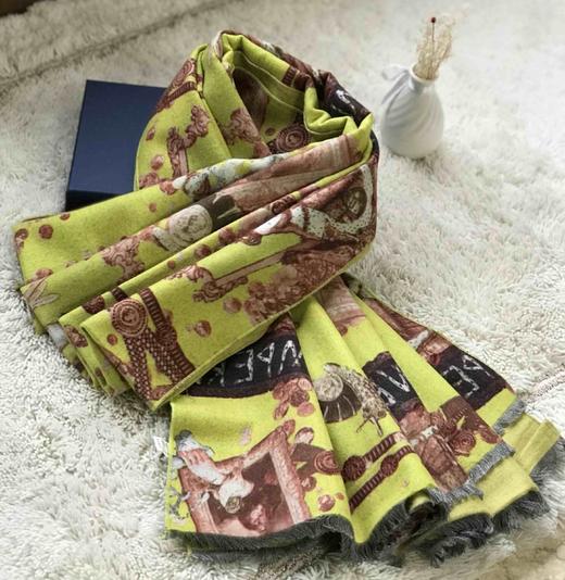 优品堂【时来运转】桑蚕丝+拉绒披肩围巾两用长巾 商品图4