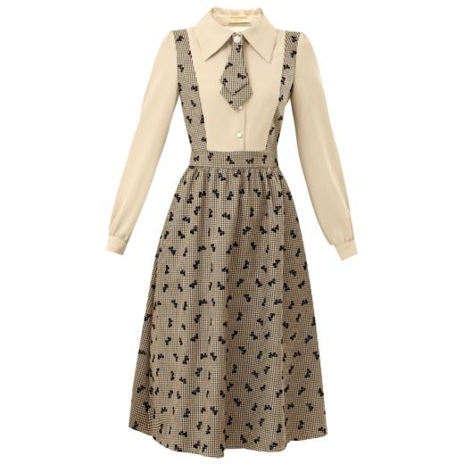 勿忘花格子拼接衬衫连衣裙女初秋2025春季新款气质假两件内搭裙子 商品图4