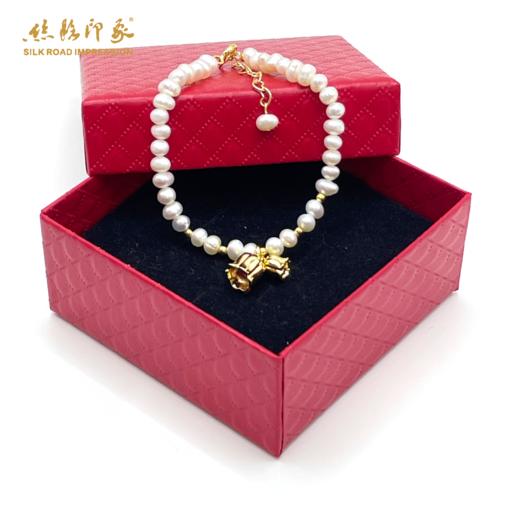 丝路印象爆款珍珠小米baby手链冷白光强光长度16+3cm 4-5mm淡水珍珠 白色 商品图3