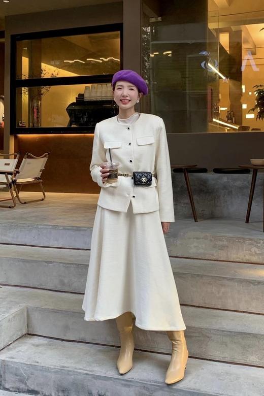 amadella 气质白色小香风大A摆伞裙半裙 17479 商品图1