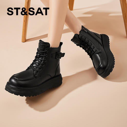星期六休闲百搭加绒厚底保暖马丁靴SS341181HG 商品图2