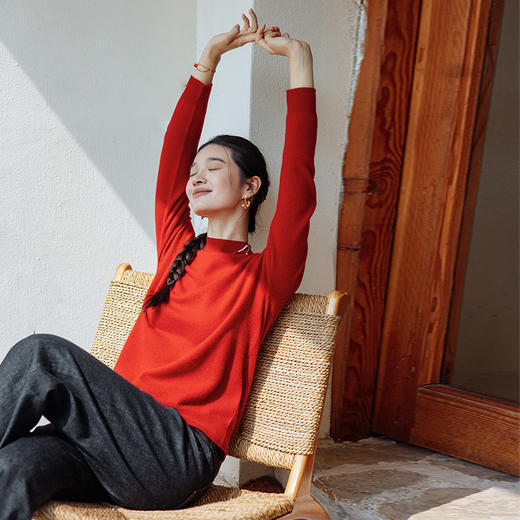 绽放810朵/空气感羊毛羊绒打底衫柔软舒适半高领毛衣套头针织衫 商品图1