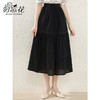 勿忘花黑色气质纯棉百搭半身裙女2024秋季新款休闲显瘦小个子裙子 商品缩略图3