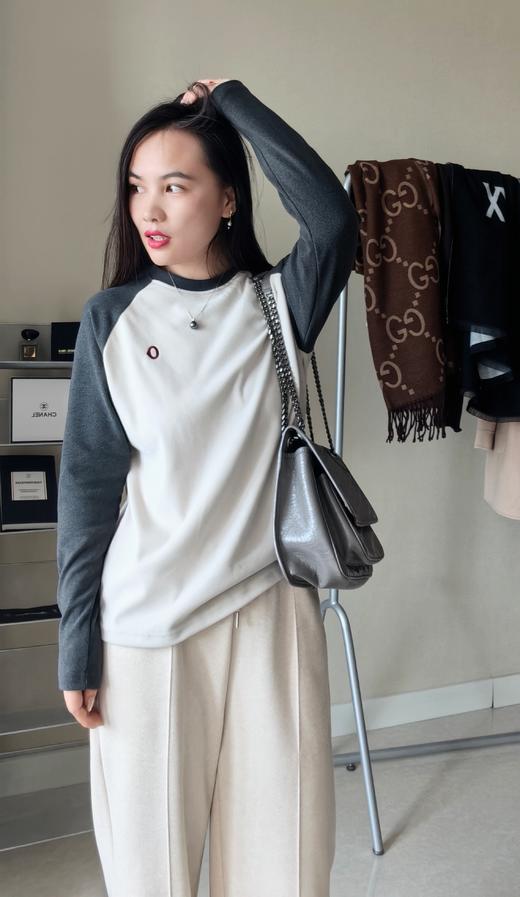 董洁同款素*秋季轻量磨毛拼色长袖 商品图4