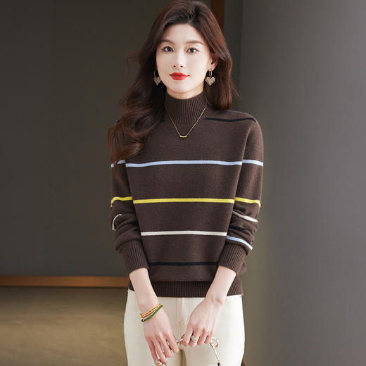 CC-101-2055条纹毛衣女士2024新款秋冬季洋气减龄打底衫显瘦宽松内搭 商品图0