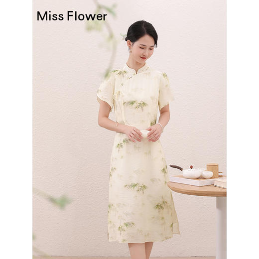 勿忘花杏色改良旗袍连衣裙2025新款女夏季新中式女装**裙子 商品图0
