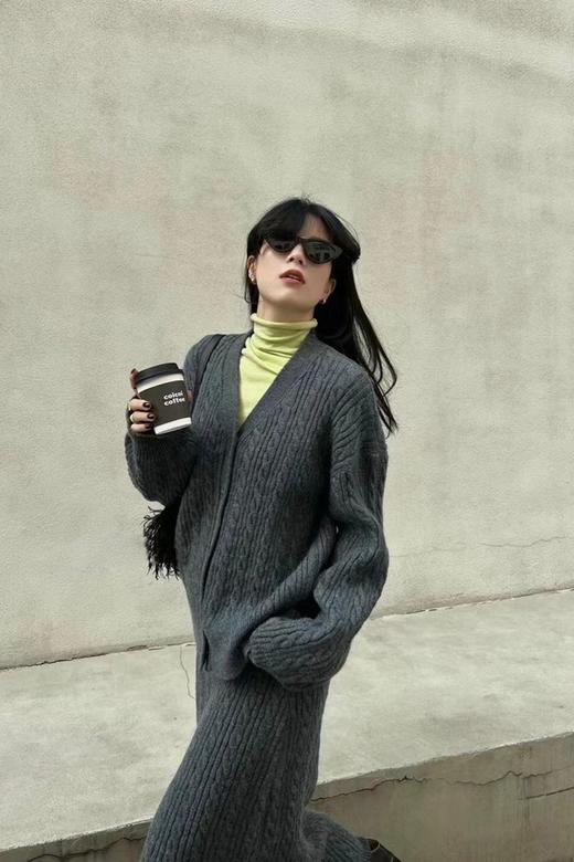 LNNNS 休闲慵懒开衫半裙麻花针织套装 17494 商品图3