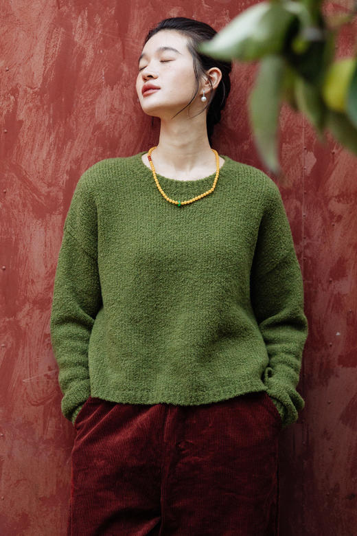 绽放旅行女装553朵/冬季羊毛绒感软糯圆领短款套头羊绒衫毛针织衫 商品图5