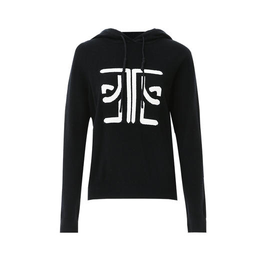 EITIE爱特爱冬季新款套头纯色连帽休闲印花针织衫7601312 商品图10