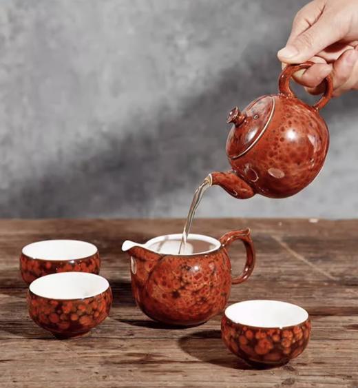 【3折捡漏】乾唐轩多福圆满茶组一壶六杯一茶海（曜变铁花红） 商品图5