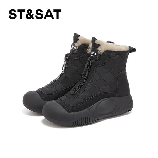 星期六时尚菱纹拼接包头防撞厚绒雪地靴SS341121MF 商品图8