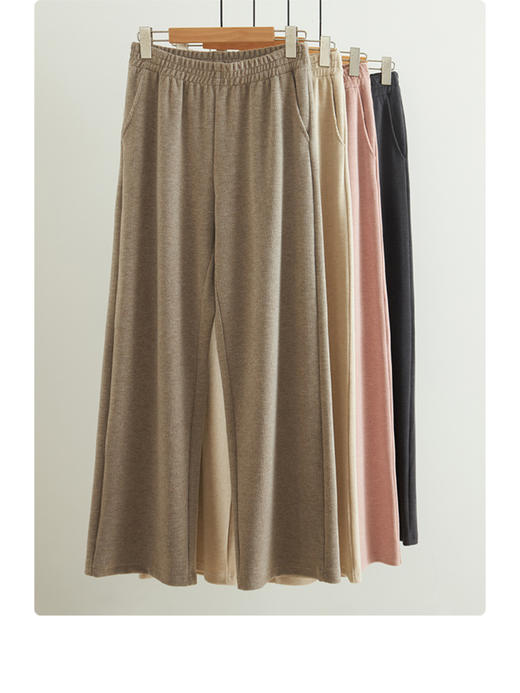 weyo秋冬女垂感休闲软糯竖条高腰阔腿裤880054 商品图3