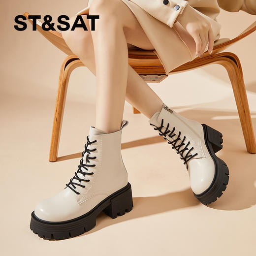星期六经典简约百搭加绒厚底马丁靴SS341180HR 商品图3