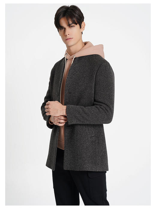 callisto高智系列咖啡色羊毛羊驼毛大衣 商品图3