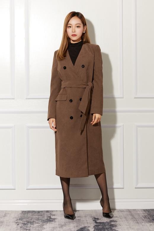 ESTELLICA 卡其色V领长外套 10785 商品图0