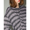 COCOBELLA设计感立体抽褶条纹针织衫毛边休闲舒适毛衣TS7008 商品缩略图0