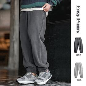 工装优选美式双面摇粒绒束脚卫裤加绒保暖运动休闲直筒长裤男秋冬