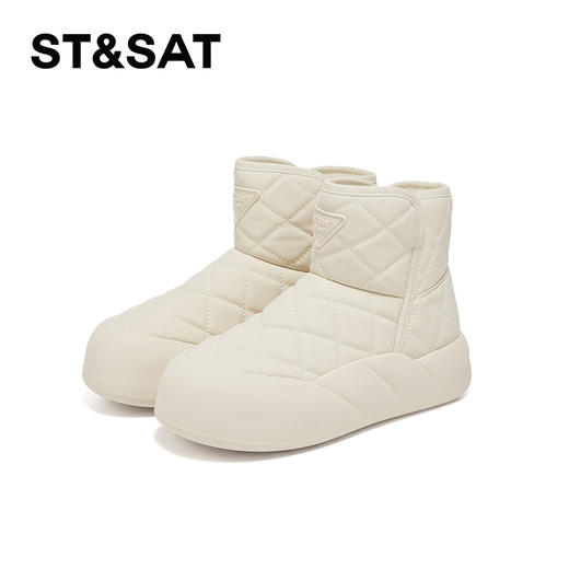 星期六优雅菱纹面包厚底加绒保暖雪地靴SS341121JY 商品图6