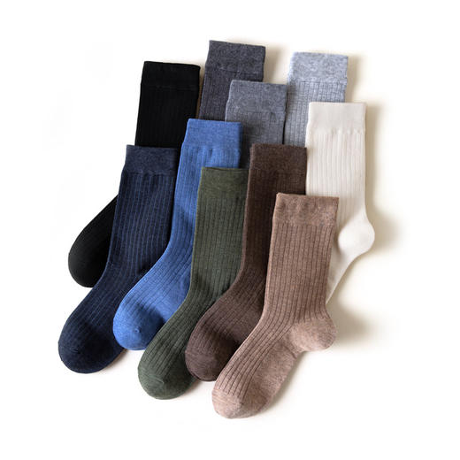 袜子男秋冬 新款商务袜男款 纯色简约男袜男士中筒袜 防臭透气袜子 商品图4