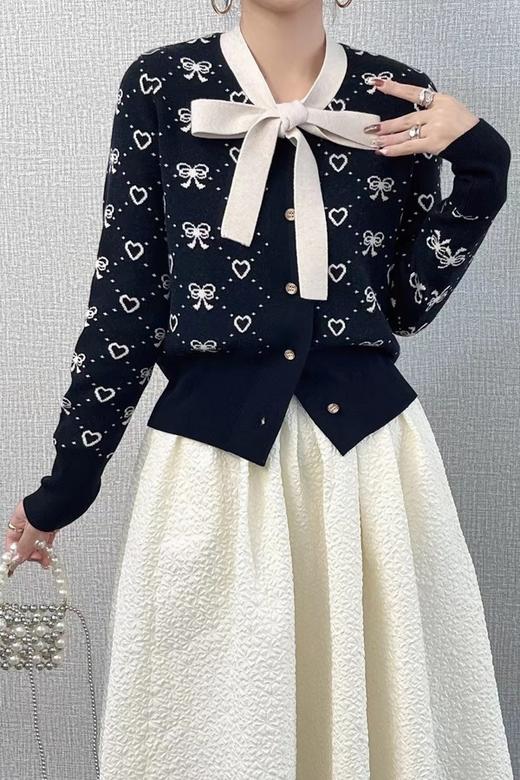 amadella 复古甜美减龄撞色蝴蝶结针织开衫 17516 商品图1