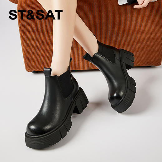 星期六复古做旧感擦色厚底加绒切尔西SSC4118E9Q 商品图7