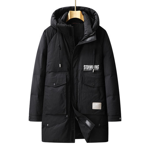 【特大码】【新款DPX】大依优型大码中长款潮款连帽羽绒服鸭绒外套休闲胖子大码男休闲宽松加肥加大上衣 商品图0