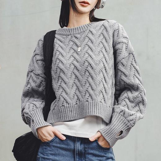 马登美式阿兰绞花毛衣冬季女复古编织麻花针织衫休闲长袖内搭套指毛衫 商品图4