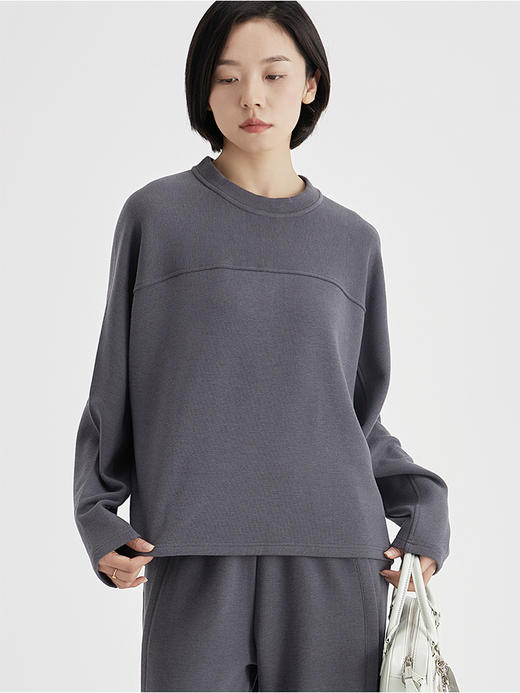 weyo秋冬女羊毛暖绒纯色圆领插肩卫衣880056 商品图3